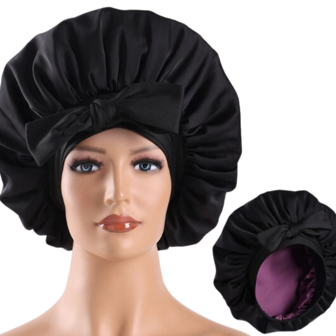 LuxeStay™ Satin Silk Sleep Bonnet with Tie
